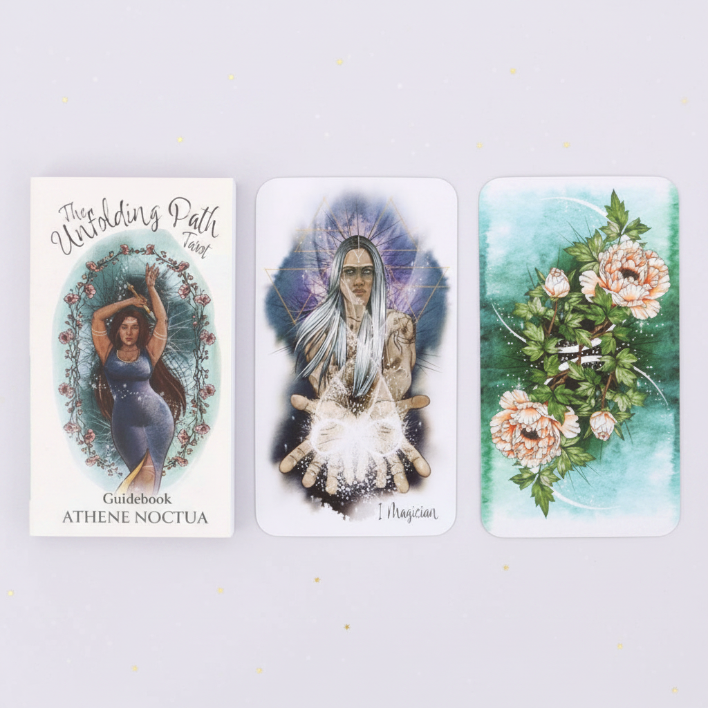 Unfolding Path Tarot — guidebook and cards, gold stars