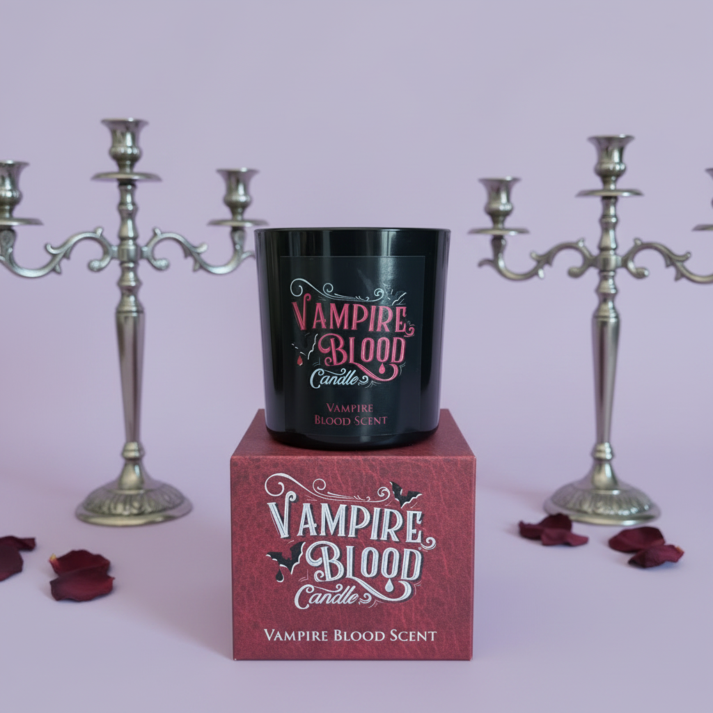Vampire Blood - candelabra shot, lavender background