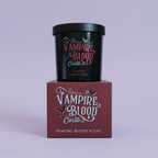 Vampire Blood - candle on box, lavender background