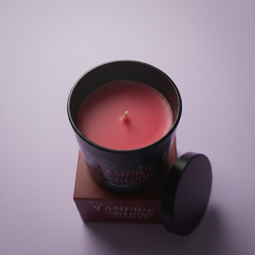 Vampire Blood - top down wax shot, lavender background