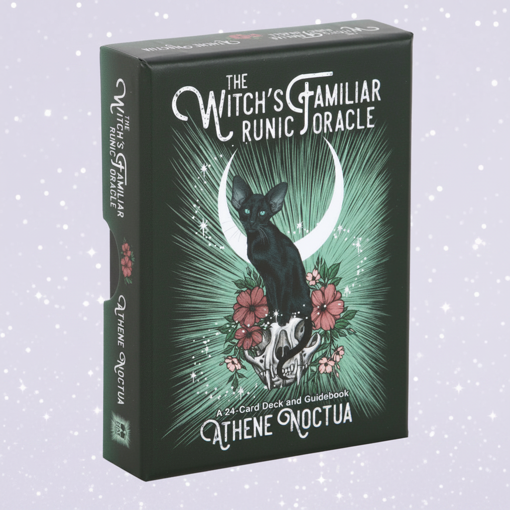 Witch's Familiar Runic Oracle — box front, silver stars